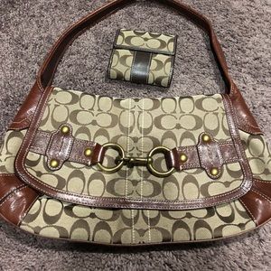 Coach Natural Brown “C” design Purse & Wallet